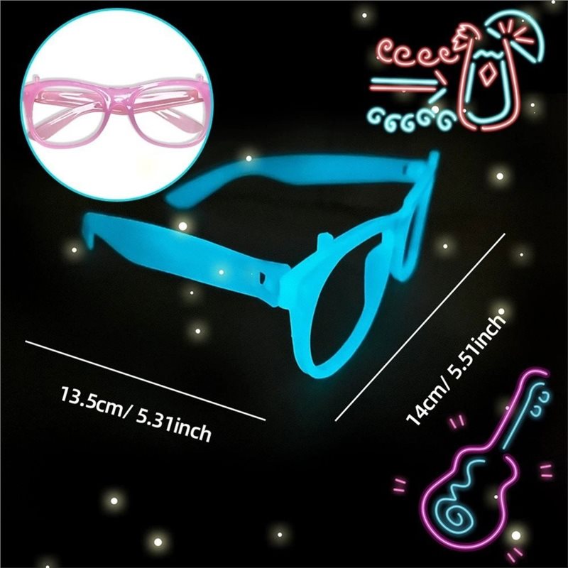 Glow In The Dark Party Glasses - DTA4-20Pcs Glow-In-The-Dark Neon Glasses No-Lenses Glasses