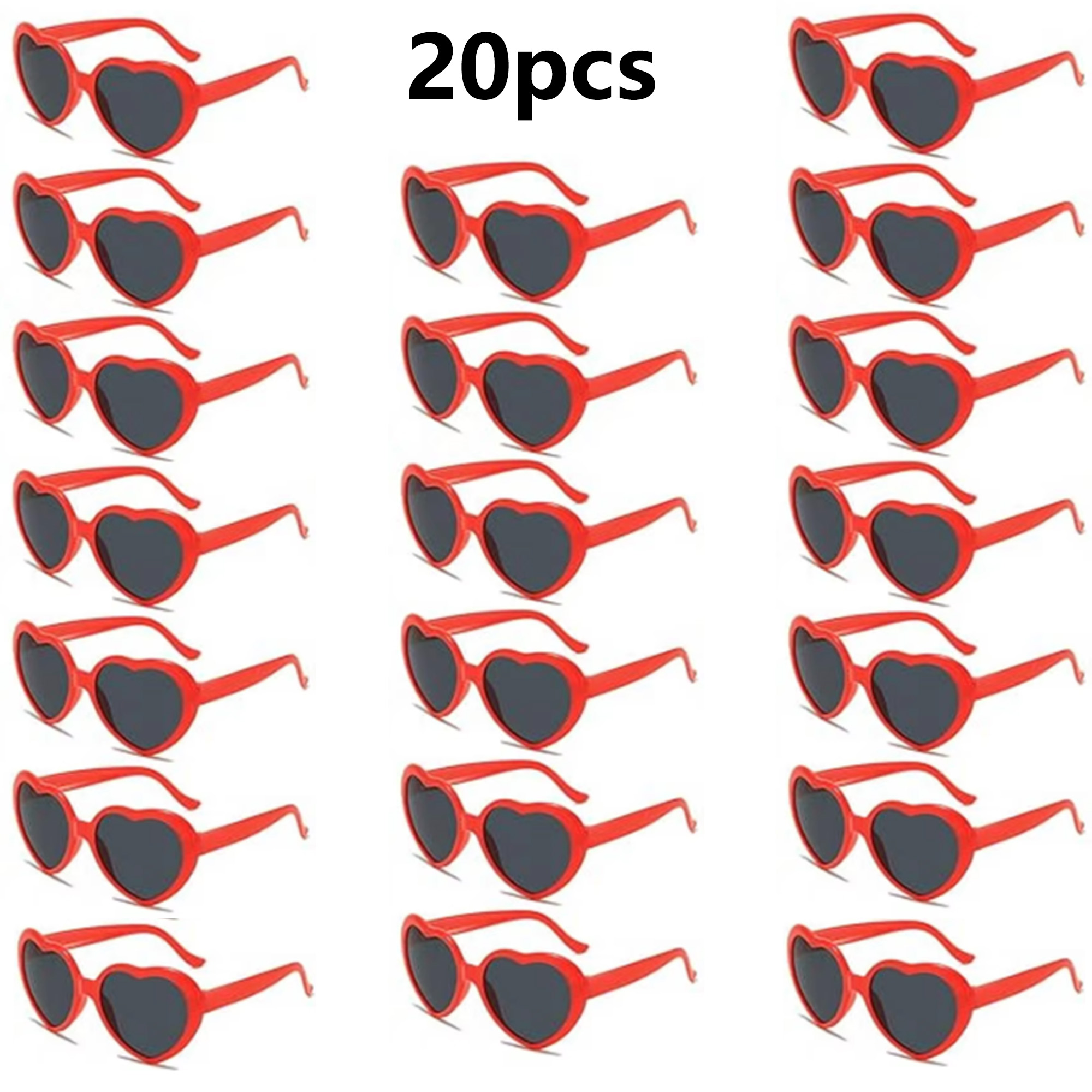 20 Pack Red Heart Sunglasses B - Glow In The Dark Party Glasses 评论和价格