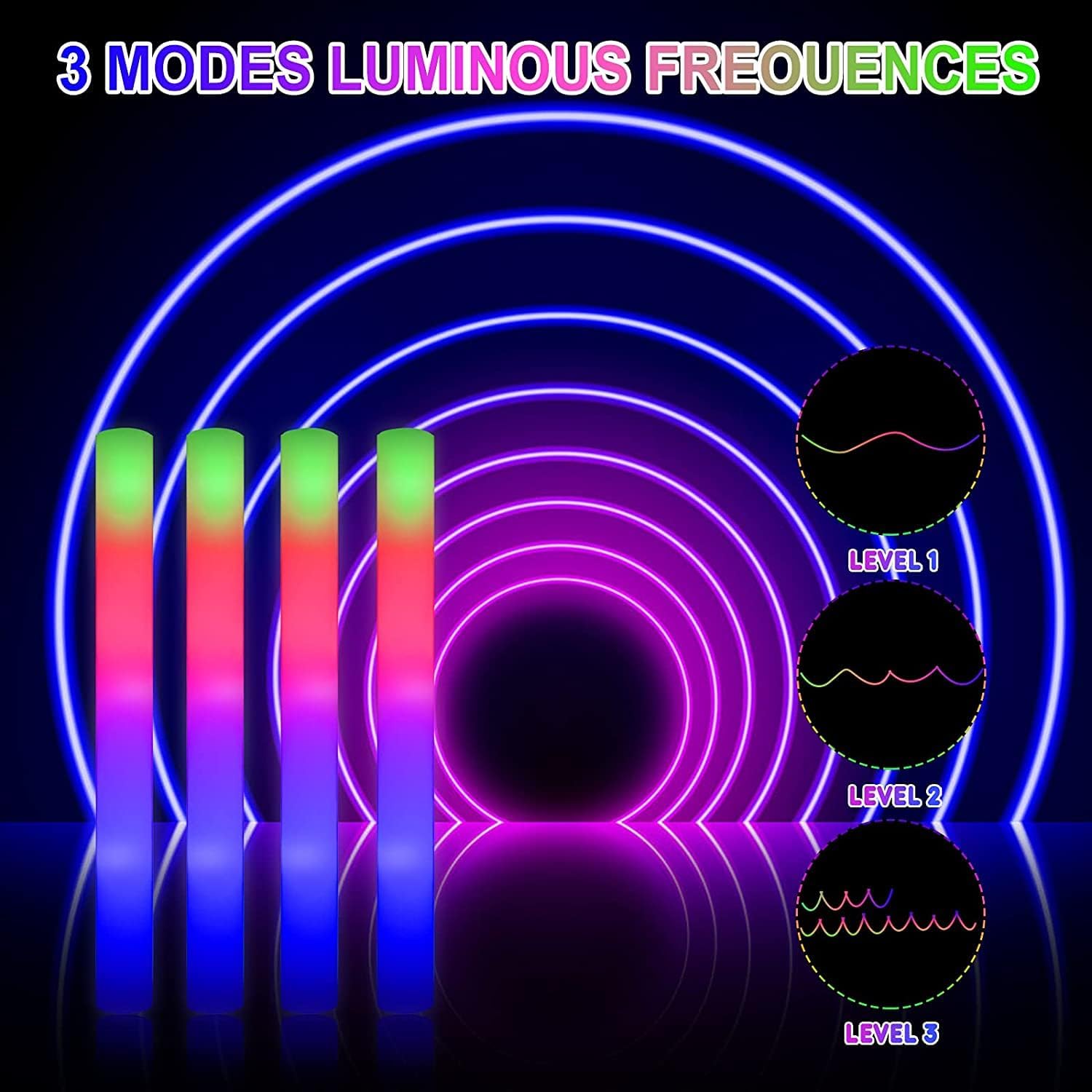 42Pcs Colorful RGB Glow Foam S - Flashing Led Foam Sticks Party 评论和价格