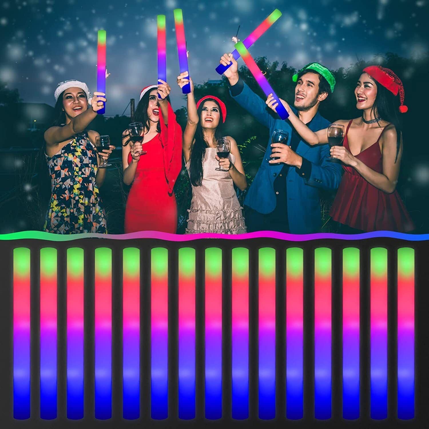 42Pcs Colorful RGB Glow Foam S - Flashing Led Foam Sticks Party 评论和价格