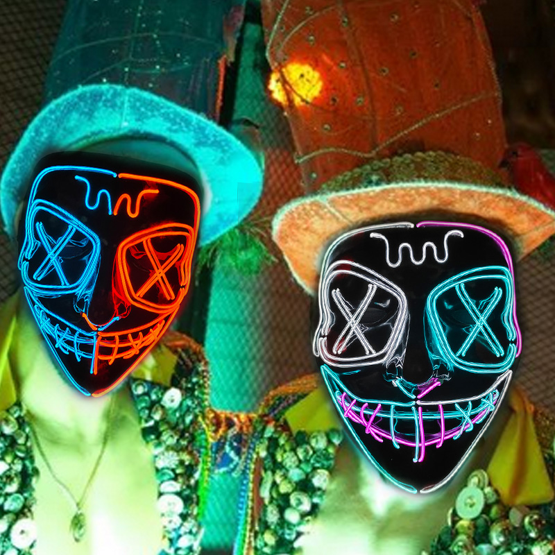 Wireless LED Glowing Mask EL N - Led Purge Mask Halloween 评论和价格