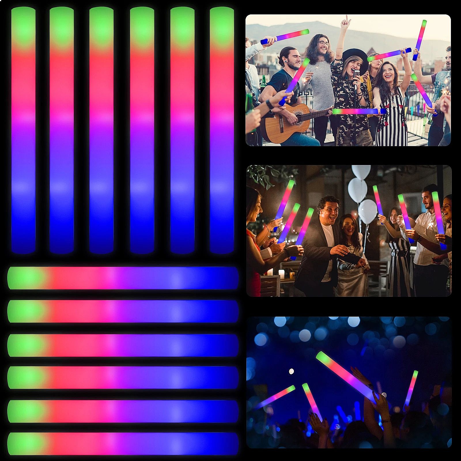 Glow Sticks Bulk 102-Pack LED  - Flashing Led Foam Sticks Party 评论和价格