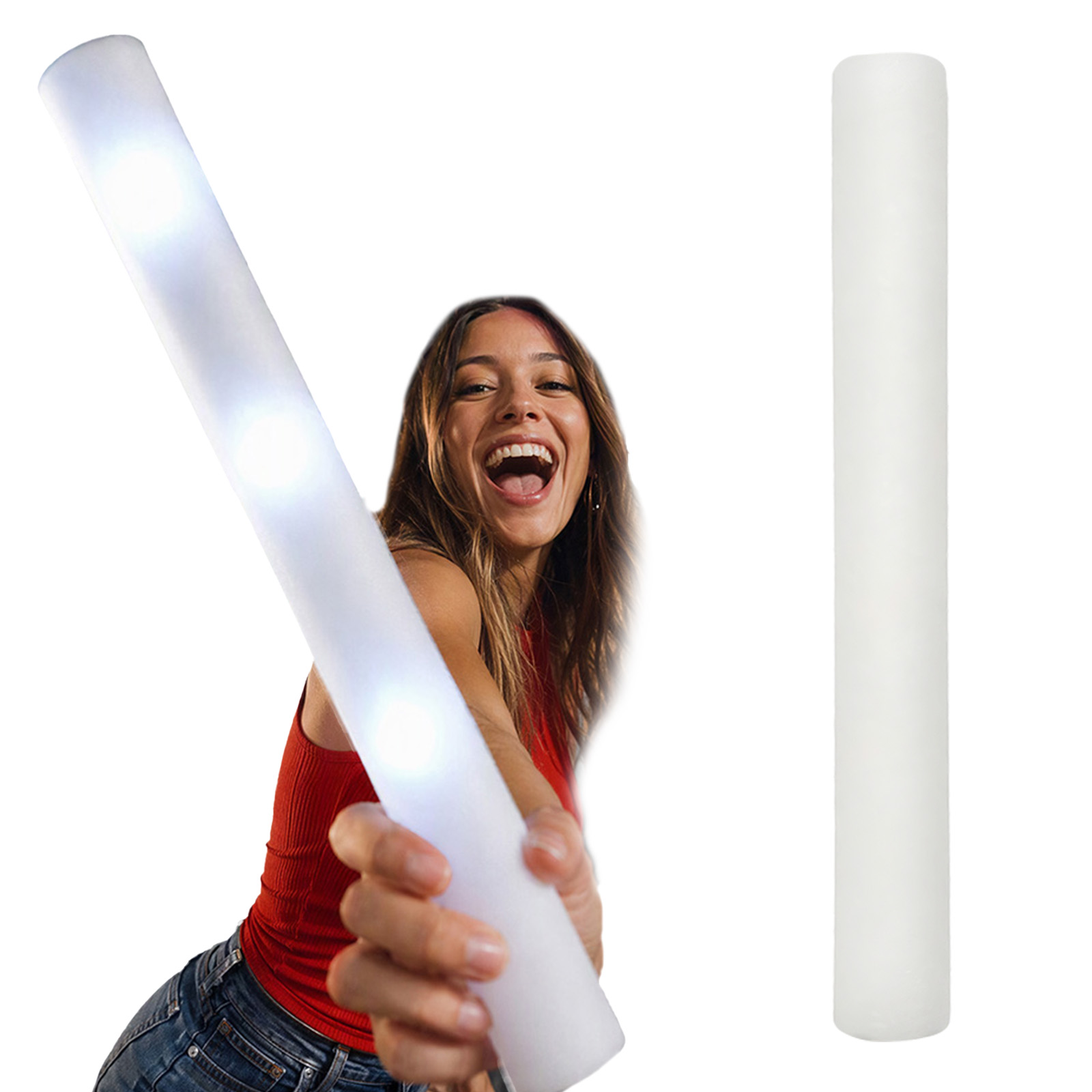 Reusable White Foam LED Glow S - Flashing Led Foam Sticks Party 评论和价格